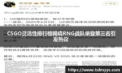 CSGO灵活性排行榜揭晓RNG战队荣登第三名引发热议