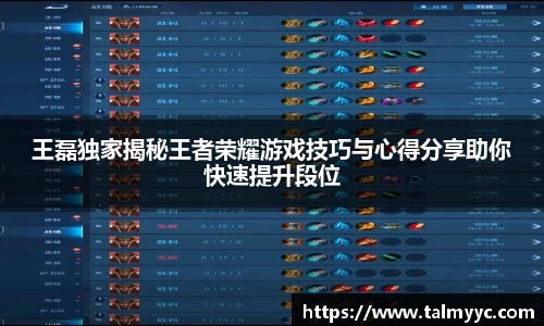 王磊独家揭秘王者荣耀游戏技巧与心得分享助你快速提升段位